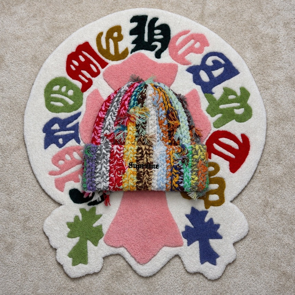 Supreme Loose Gauge Crochet Beanie Multi Color Knit Script Logo Hat OS